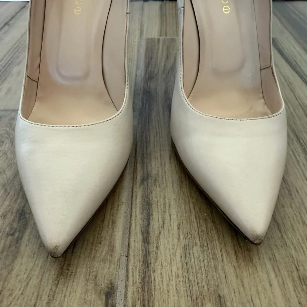 NURSACE Designer Leather Elegant Cream High Heels Size 6